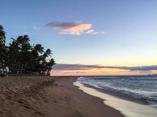 Sunset walks along the beach at the Westin Maui